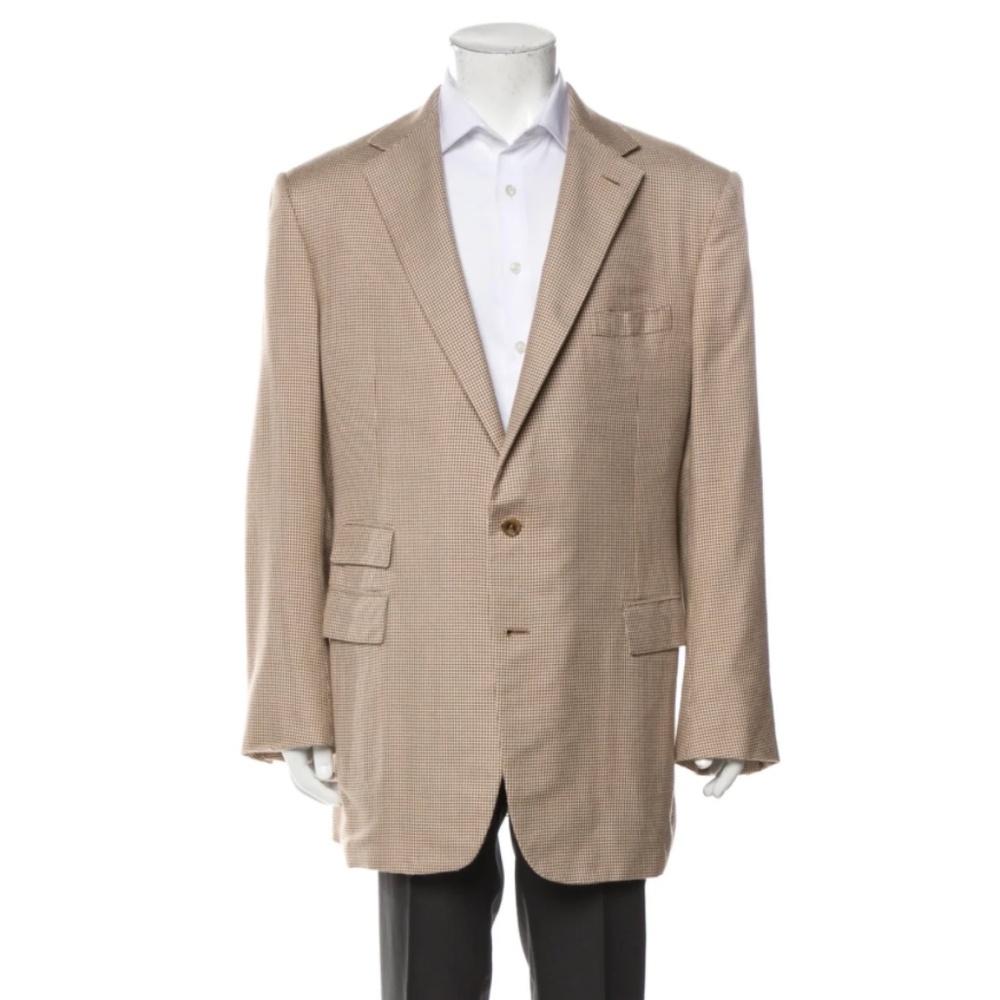 Ralph Lauren Purple Label Cashmere Houndstooth Print Blazer